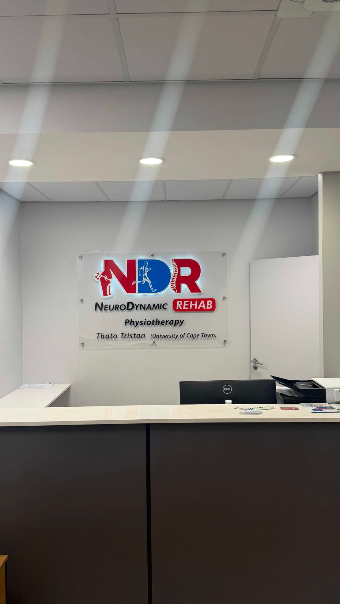 NeuroDynamic Rehab reception and signage at Tzaneen Healthcare Hub